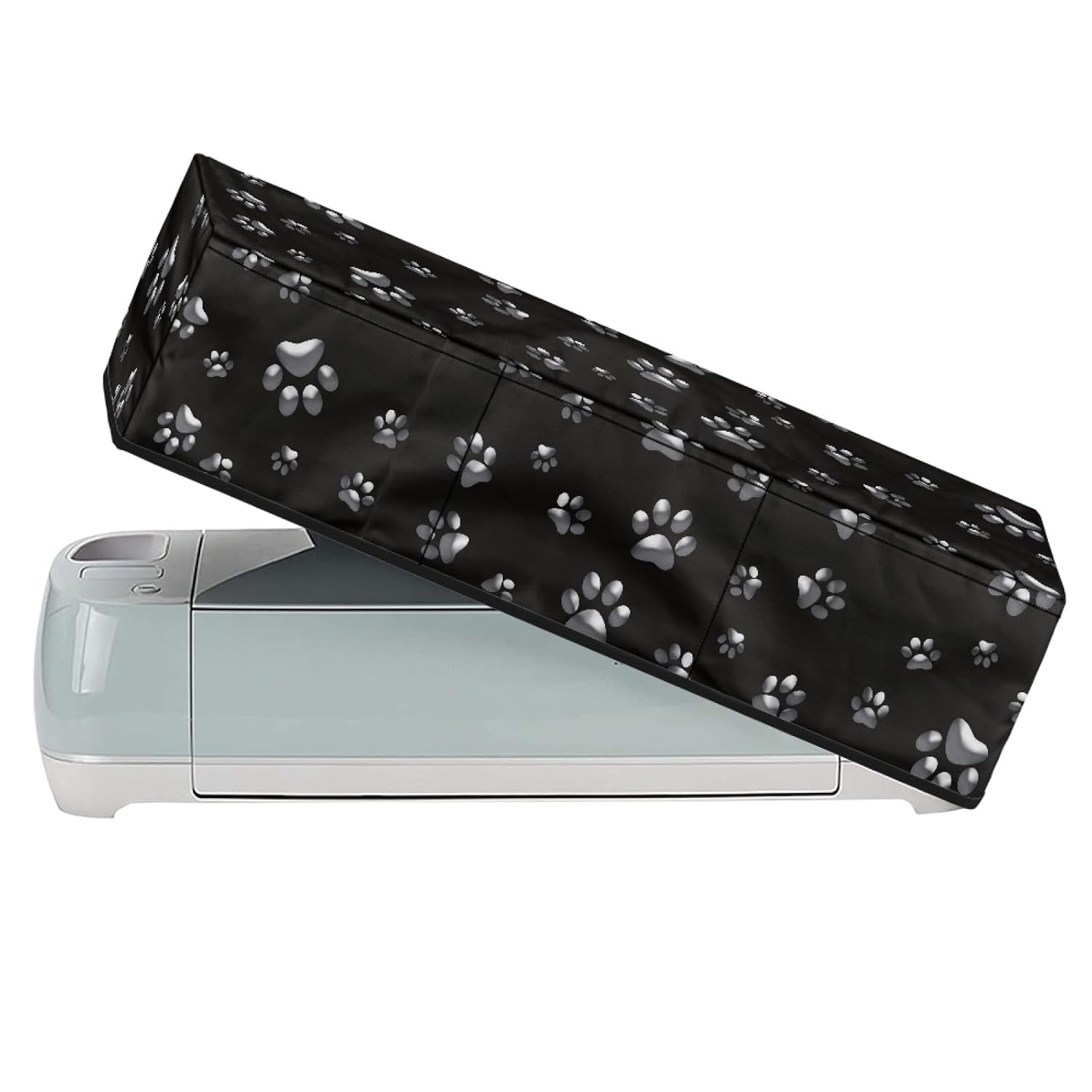 GLENLCWE White Dog Paw Print Dust Cover with Pockets,Polyester Padded Dustproof Cover Carrying Case Compatible with Die-Cut Machine