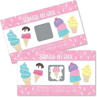 Big Dot of Happiness Scoop Up The Fun - Ice Cream - Sprinkles Party Game Scratch Off Cards - 22 Count