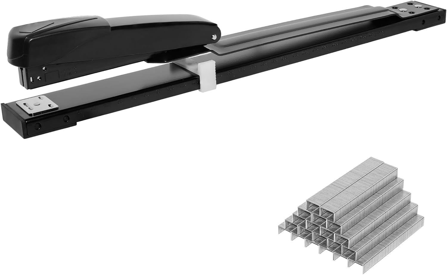 Long Reach Stapler with 1600 Staples, Saddle Stitch Binding Stapler Fits Various Paper Sizes, 50 Sheets Capacity, Long Stapler for Booklets or Book Binding