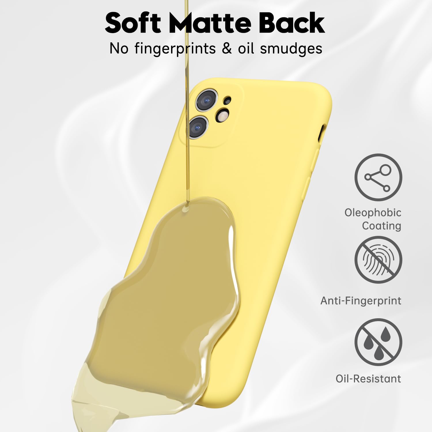 LoeoeL Funda de silicona para iPhone 11, gel de goma suave, elegante, estética, básica, simple, bonita y delgada de TPU mate, color liso, para mujeres y hombres, amarillo