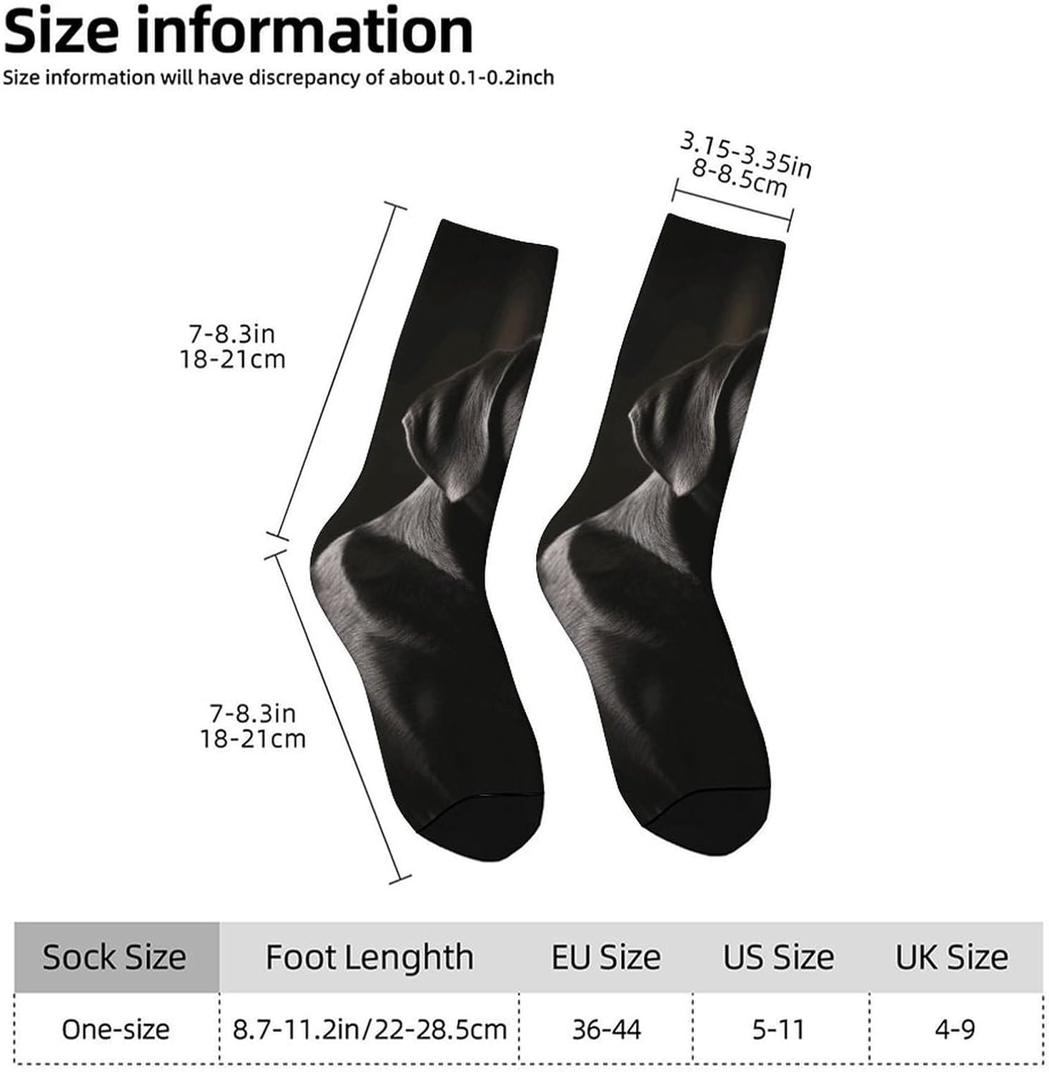 Moisture Wicking Socks, Breathable, Lightweight Crew Sock, Casual | Black Labrador Work Socks for Women Men, Elastic Soft Boot Socks for Travel, Seamless