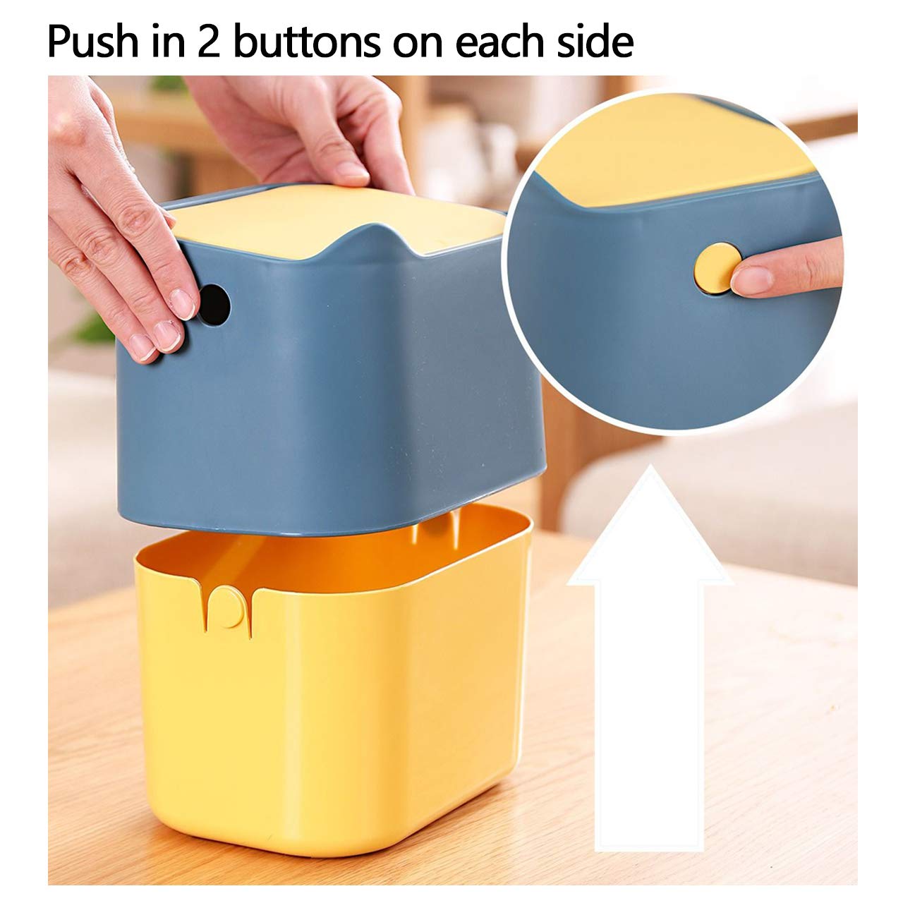 Small desk bin mini waste bin with lid kids dustbin trash can for