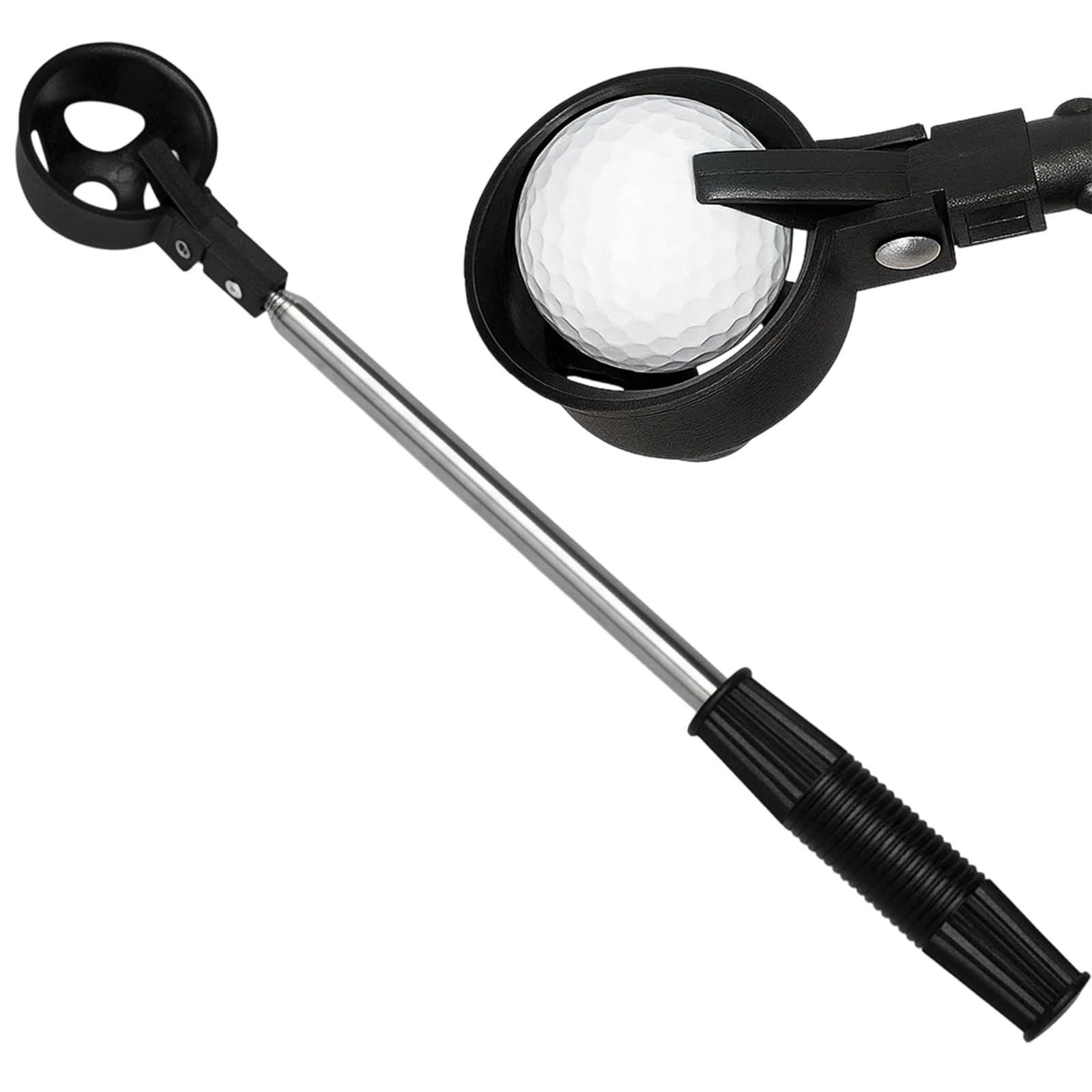 QhgPnt Golf Ball Retriever, Telescopic Golf Ball Collector Extends to 2.04m,Stainless Telescopic Portable Retractable Golf Ball Accessories