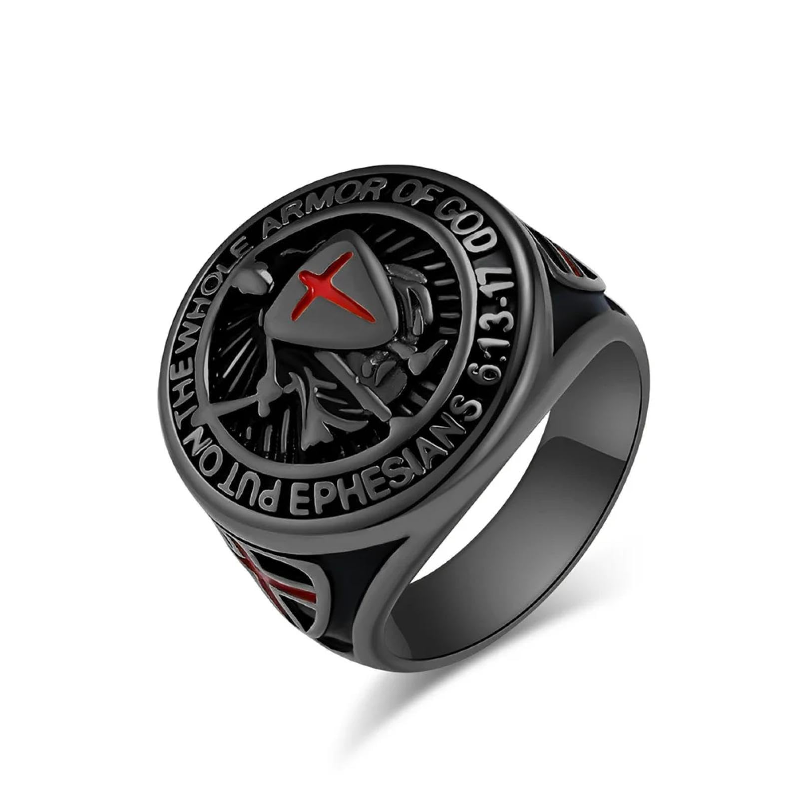 Ring Ringe Damen Bijouterie Herren Grenzüberschreitender Europäischer Und Amerikanischer Stil Retro Temple Knight Shield Cross Ring Ring Nische Personalisierter Handschmu