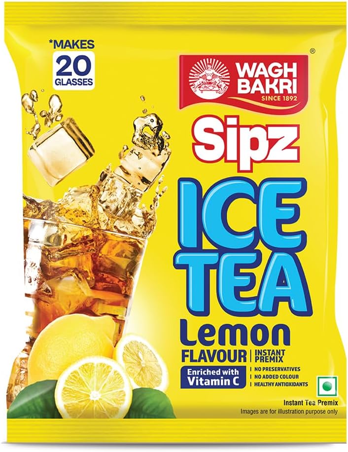 Wagh Bakri Iced Tea | Instant Ice Tea Powder | Assam Tea Blend | Classy Summer Drink | Refreshing Summer Drink | No Preservatives | Enriched with Vitamin C | Easy to Make | Lemon Flavour | 250 g