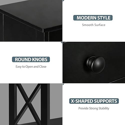 Miniatura 5 de SUPER DEAL Mesa consola estrecha de 39.5 pulgadas, mesa de entrada de 3 niveles, mesa auxiliar con cajón y estantes de almacenamiento para pasillo,