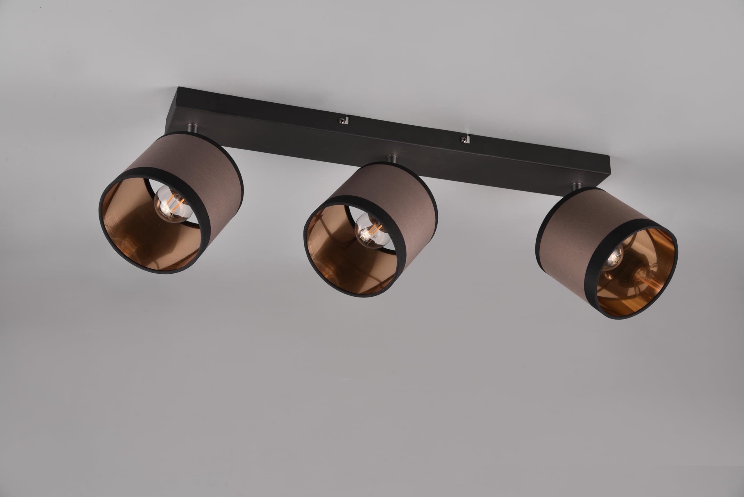 Reality Leuchten Spot bar Davos R81553041, taupe-noir métal chromé tissu gris/blanc, sauf 3x E14