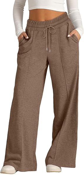 SHAOBGE Oversized Wide Leg Sweatpants Women Elastic Drawstring Straight Leg Sweatpants Low Waisted Baggy Lounge Pants Pocket