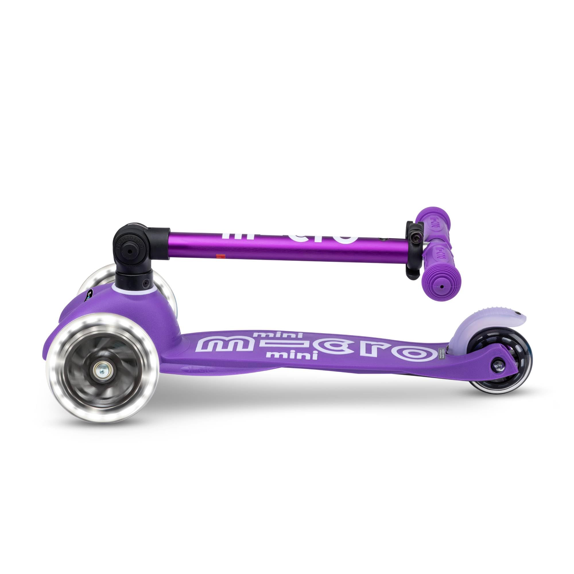 Micro Kickboard | Mini patinete plegable LED para niños de 2 a 5 años | Niños de hasta 110 libras | Diseño de 3 ruedas de inclinación para dirigir | Barra en T ajustable | Paseo suave, ruedas LED de