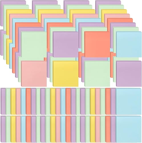Paquete de 120 notas adhesivas en blanco de 3 x 3 pulgadas, 100 hojasblocs en total de 12000 hojas de colores brillantes, almohadillas súper