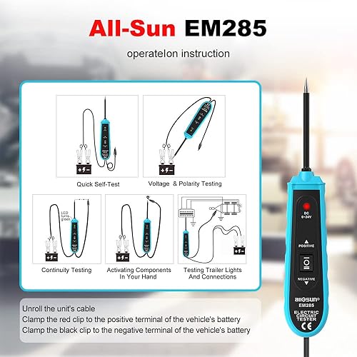 Miniatura 1 de All-Sun Power Probe EM285 - Probador de circuito de coche con sistema eléctrico automotriz de 6 a 24 V CC herramientas de soporte para pista y