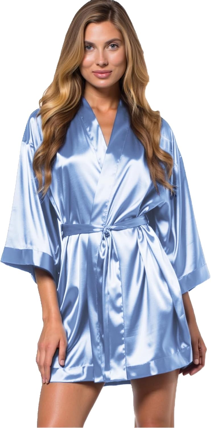 Turquaz Women's Bride Bridesmaids Silky Robe Satin Kimono Robes for Women Lingerie