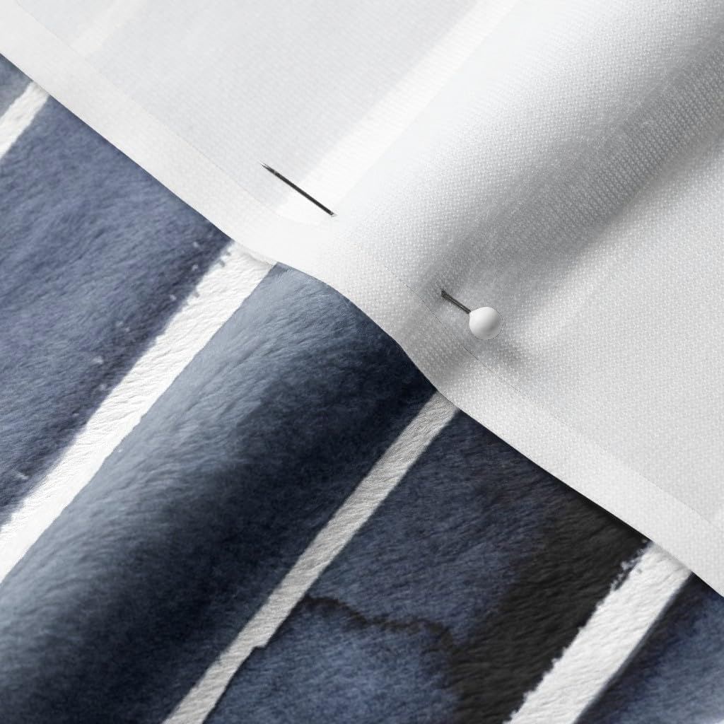 Spoonflower Fabric - Indigo Stripe Blue Watercolor Painterly Stripes Modern Beach Decor Printed on Minky Fabric by The Yard - Sewing Baby Blankets Quilt Backing Plush