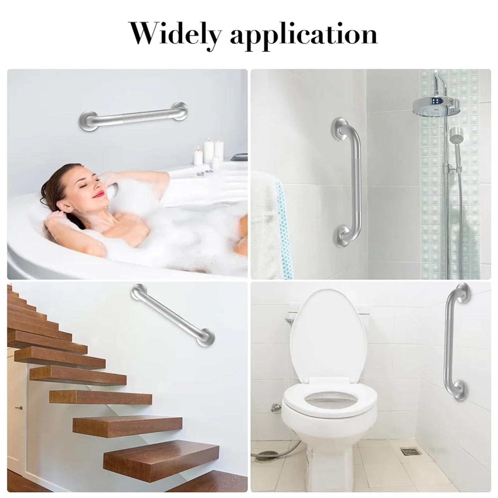 Barras de Apoyo para baños Barra de Apoyo Antideslizante para Ducha, Mango de Seguridad para baño, bañera, Inodoro, pasamanos para Evitar caídas, Accesorio de baño(Sliver-32mm-40cm)