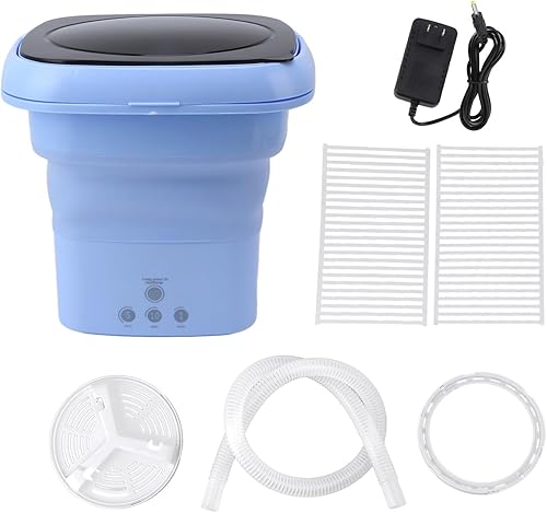 Mini lavadora plegable, mini lavadora de alta capacidad, lavadora de cubo portátil con tapa negra y tapa negra, para ropa de bebé, ropa interior o