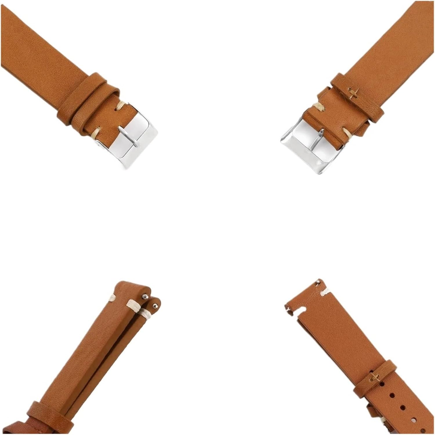 XILILHC Vintage Genuine Leather Watch Strap 16/18/20/22/24mm Band Handmade Stitching Quick Release Bracelet For Men