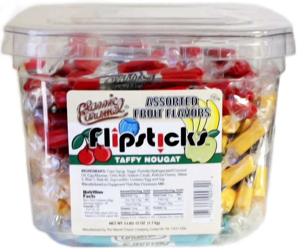 Flipsticks Taffy Nougats Assorted Tub 192ct.