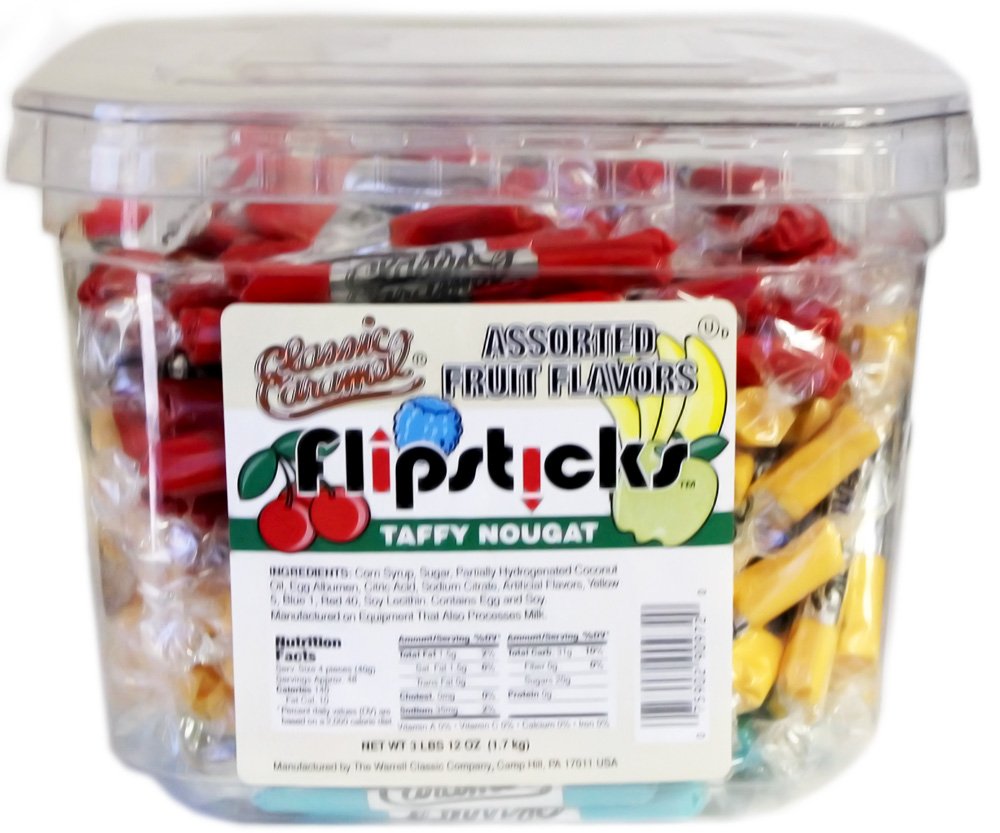 Flipsticks Taffy Nougats Assorted Tub 192ct. Taffy Candy