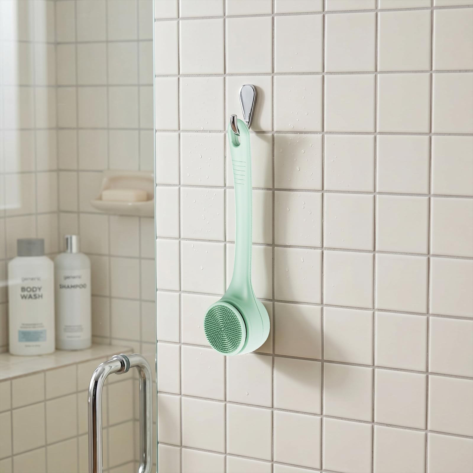 Elektrische Rückenbürste Wasserdicht Automatische Duschbürste mit 4 Bürstenköpfen für Ganzkörper Peeling Massage