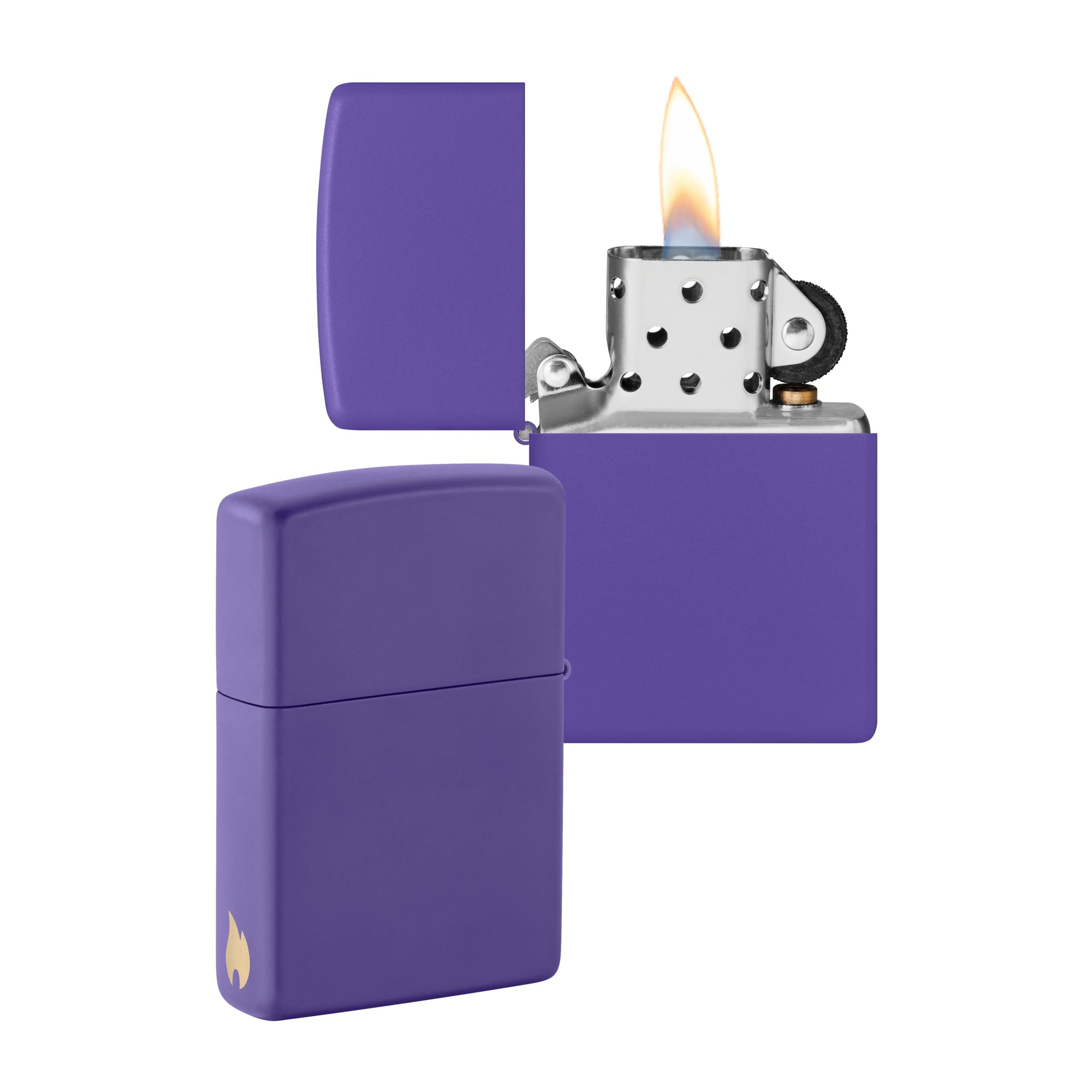 Zippo Windproof Lighter - Flame Design - Purple Matte - Refillable - Reusable - Windproof - Gift Box - Metal - Made in USA - Amazon Exclusive