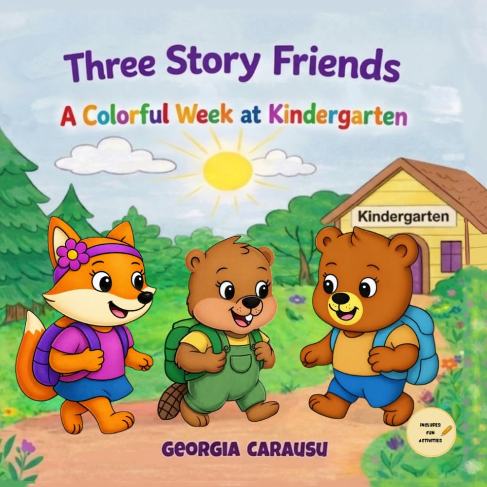 A Colorful Week at Kindergarten: An Interactive Storybook for Kids Ages 3-6 with Fun Activities, Animal Facts, and School Readiness (Three Story Friends)