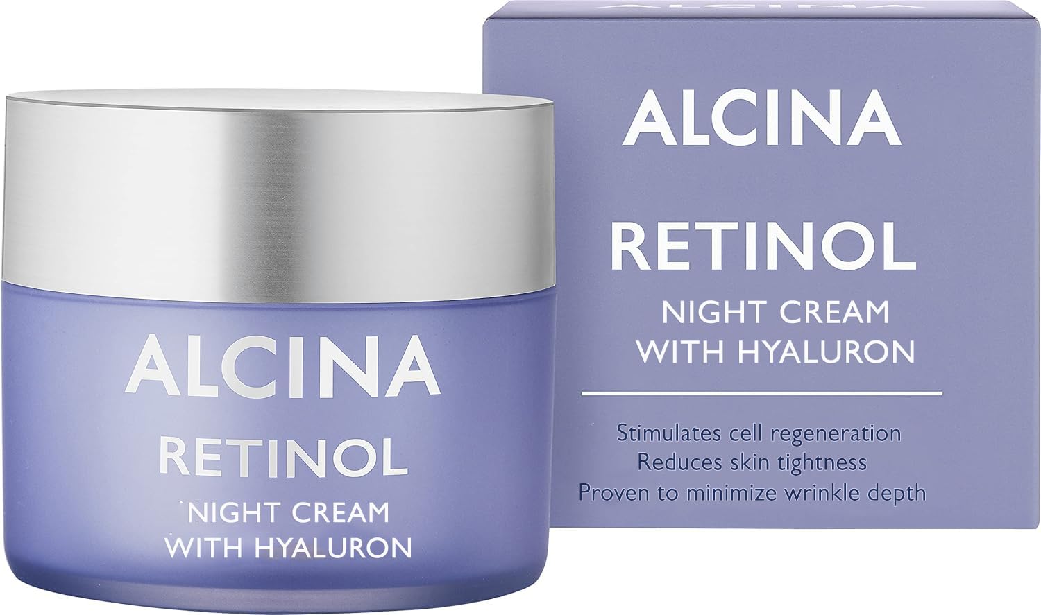 ALCINA Krem na noc z retinolem – 1 x 50 ml – intensywny, pielęgnujący krem do twarzy dla gładszej i jędrniejszej skóry – wspomaga regenerację komórek podczas snu – z kwasem hialuronowym i masłem shea