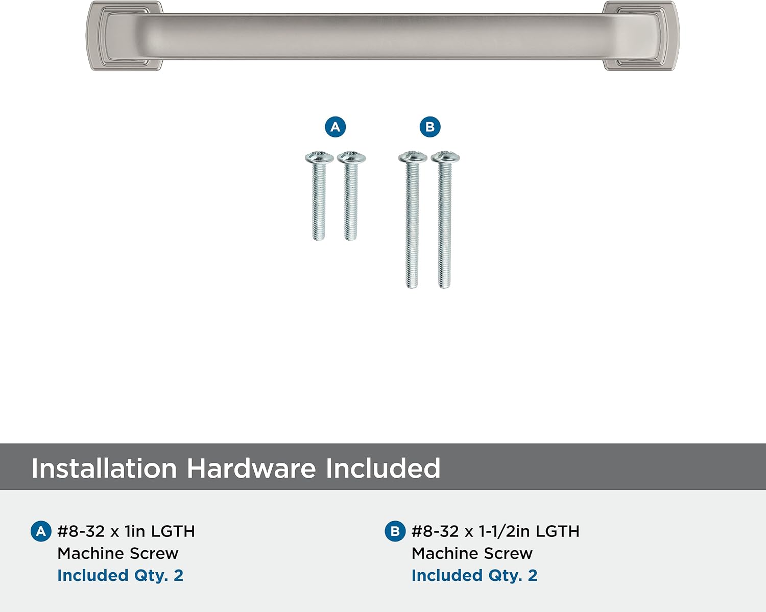 Amerock | Cabinet Pull | Satin Nickel | 5-1/16 inch (128 mm) Center-to-Center | Surpass | 1 Pack | Drawer Pull | Cabinet Handle | Cabinet Hardware