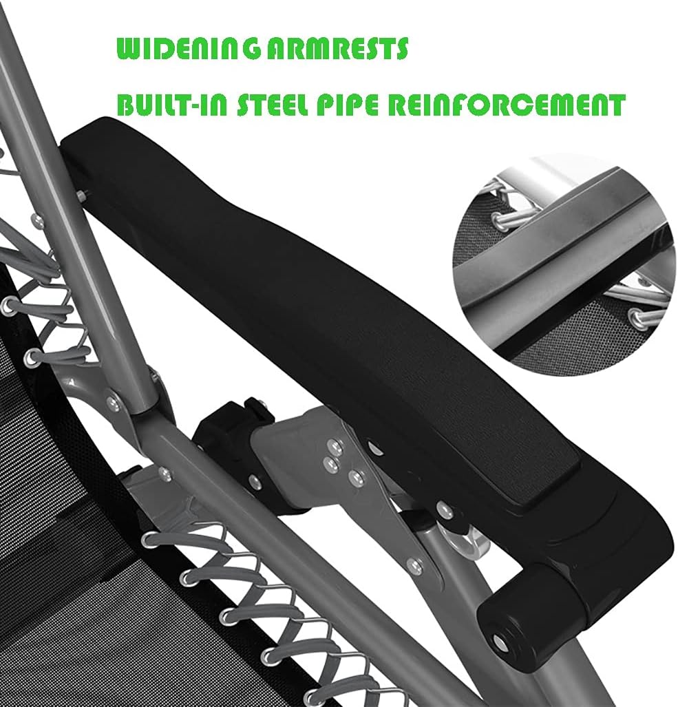 Ergonomic-Padded Sun Chair,Recliner Adjustable Foldable Outdoor Patio Pool Chairs,Reclining Folding Chair,Reclining Pool Chairs with Cup Holder Tray (