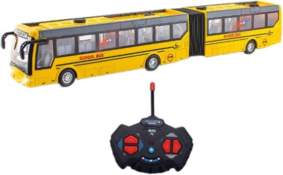 Toy Bus with Radio Remote Control, Scale 132, Realistic Lighting, 27 MHz, Electronic Truck, Bus, Remote Car, yellow long