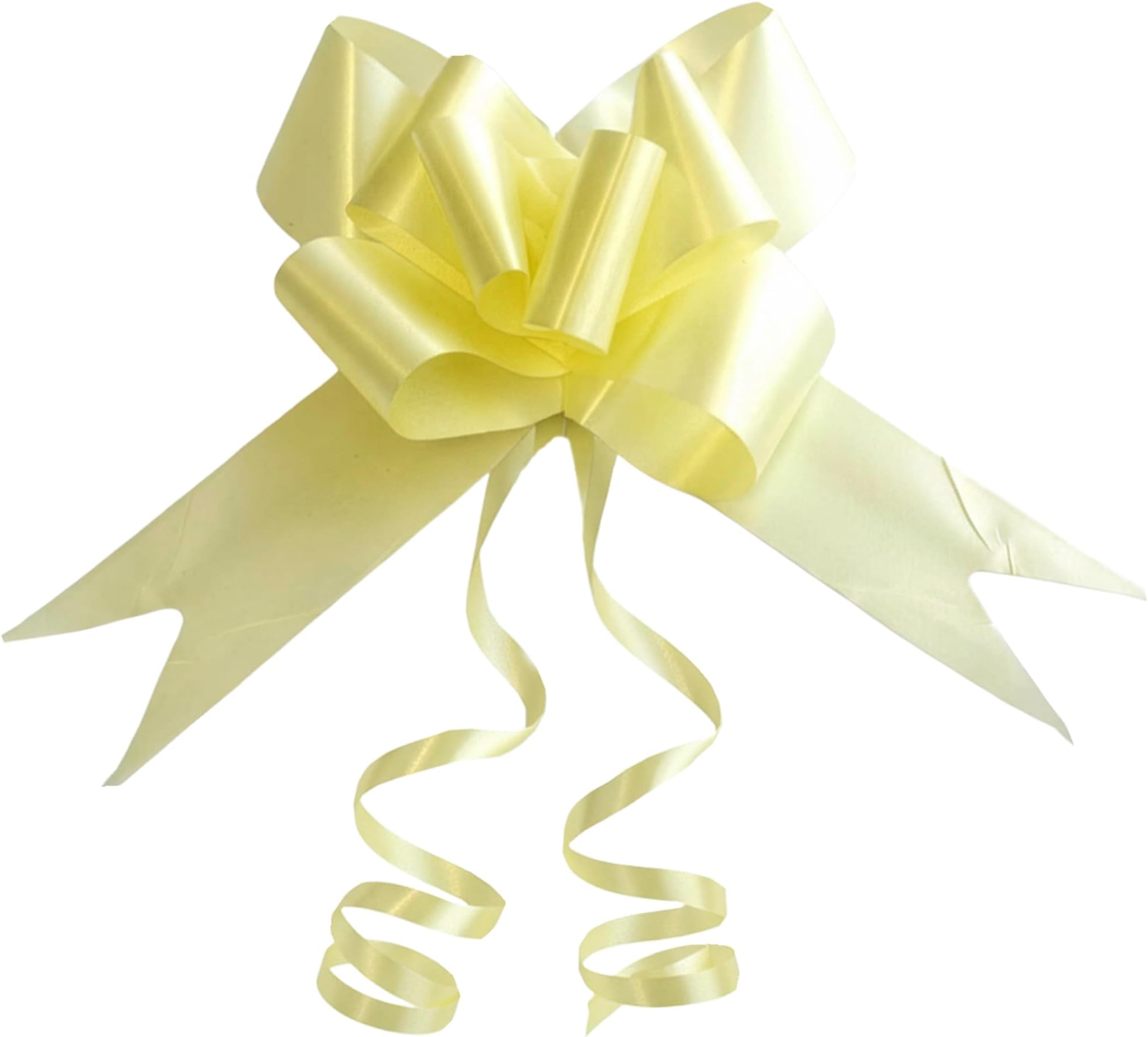 20pcs Light Yellow 30mm/3cm Large Ribbon Pull Bows for Party Wall, Gift Wraps, Christmas Trees, Wedding, Birthday Hampers Decoration Florist Pullbows