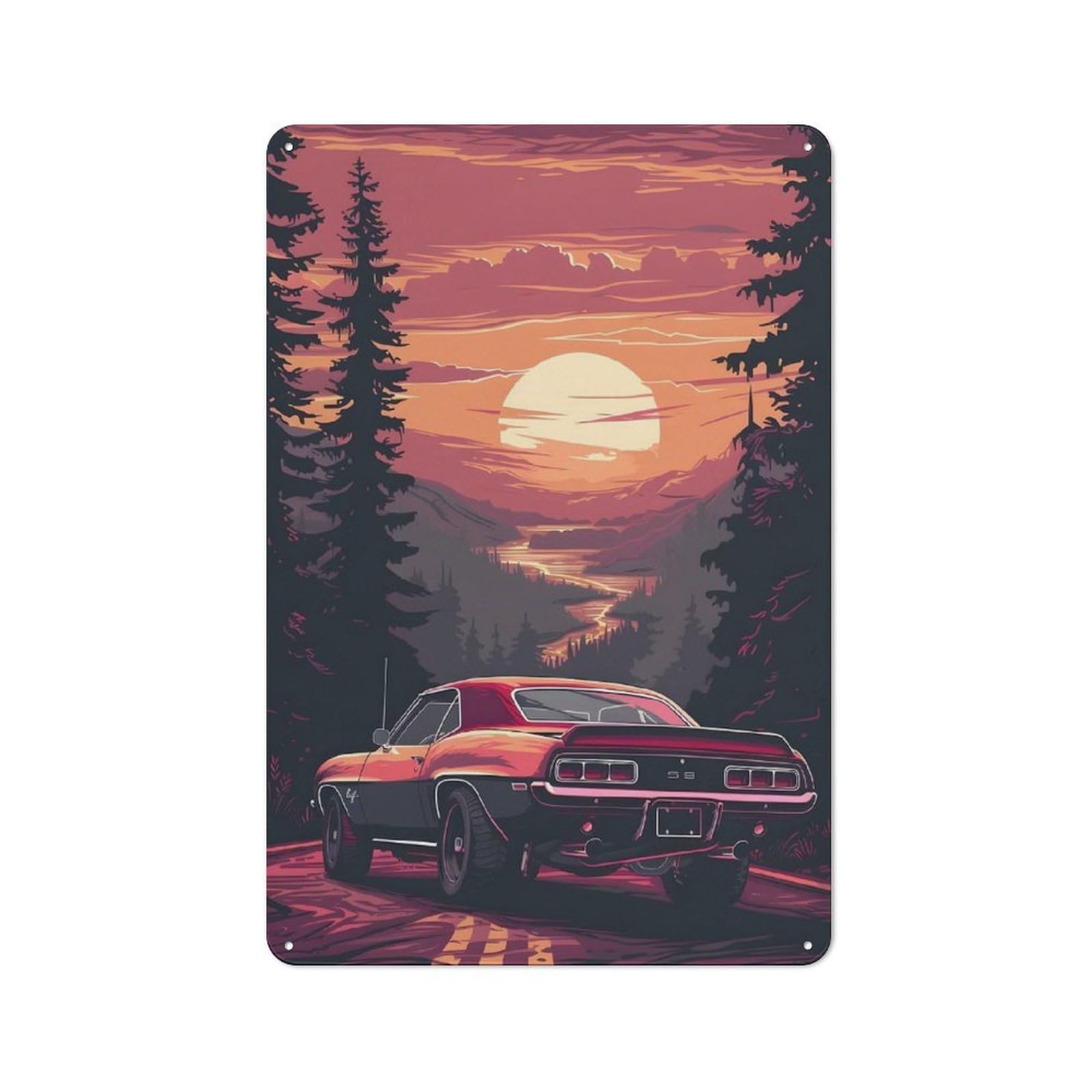 Understated Office Metal Sign 30x20cm Featuring Sunset Drive, Studio Wall Plaque for Office, Study, Studio Or Hallway