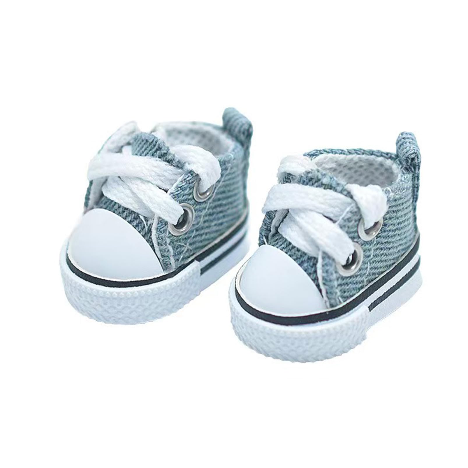 Mini Doll Shoes, 1 Pair Cute Lace Up Canvas Sneakers Compatible for 17cm/15cm Doll Shoes Toy Outfit Accessories(Denim Blue)