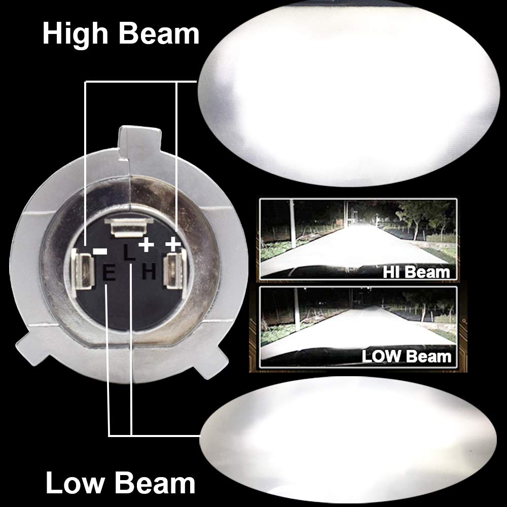 Lampadina h4 led per auto 12V, camion 24V, h4 led moto, 2 pezzi, luce bianca, 12000LM, 6500K, design 1: 1