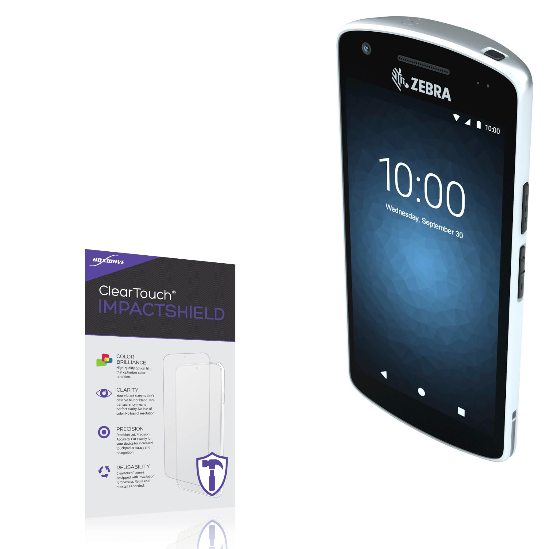 BoxWave Screen Protector Compatible With Zebra EC50 - ClearTouch ImpactShield (2-Pack), Impenetrable Screen Protector Flexible Film