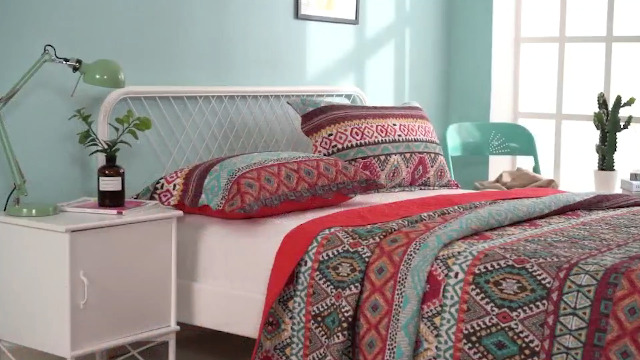 Copriletto Trapuntato Matrimoniale 3 Pezzi - Cotone 250x270cm Stile Boho - Foto 4