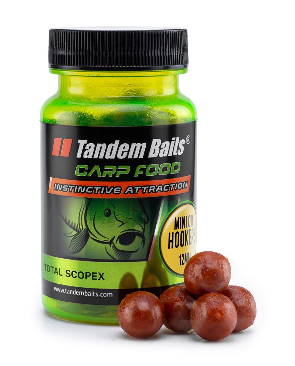 Tandem Baits Carp Food Mini Oil Hookers Total Scoopex | Carp Hook Baits | Carp Fishing Without Effort | Bait for Big Fish Fishing | Carp Accessories for Professionals & Hobby Anglers 12 mm 50 g