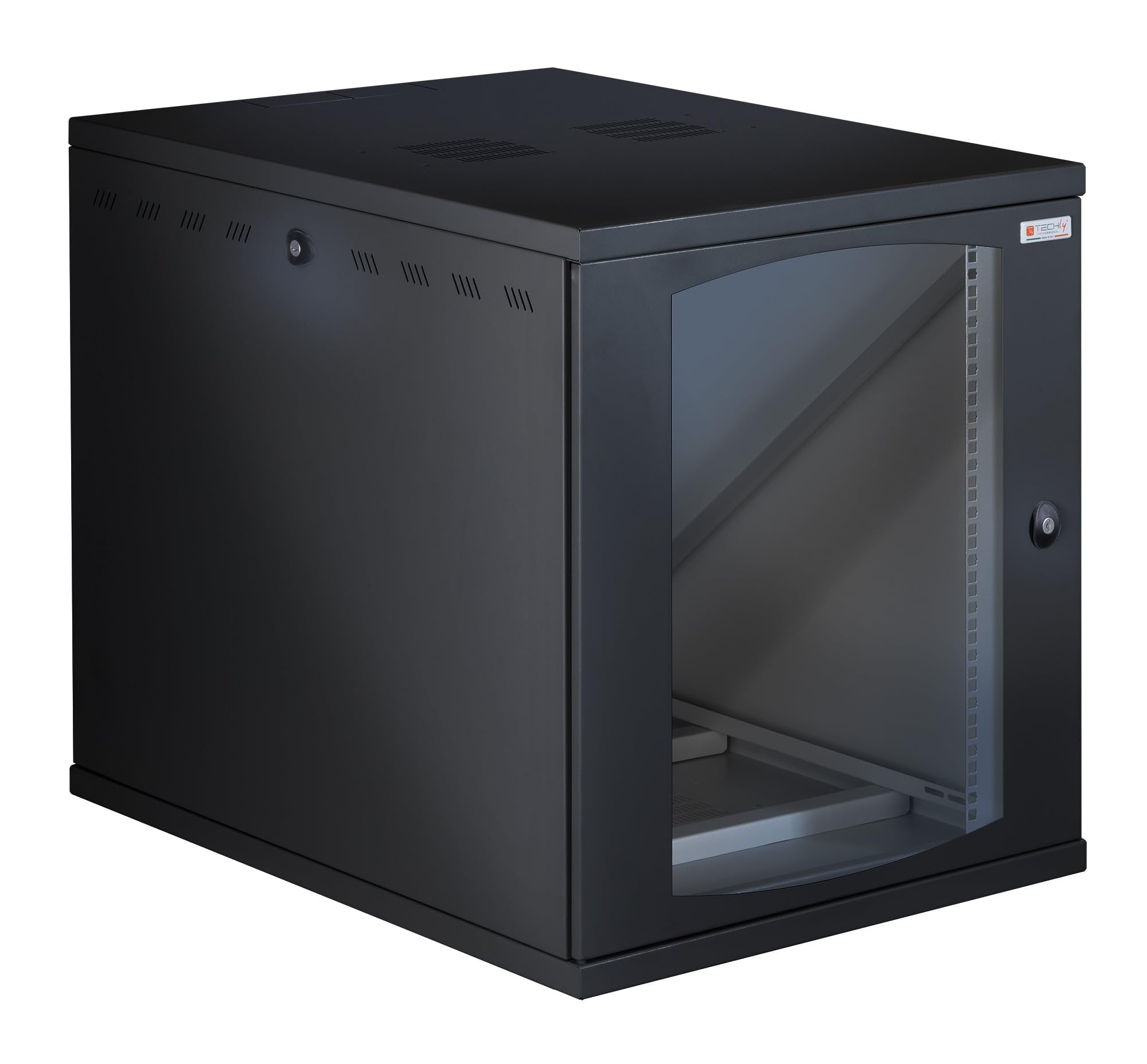 Techly Professional 369175 Armadio Rack 19" a Muro 13U P 800mm L 600mm Porta Vetro Nero Nero