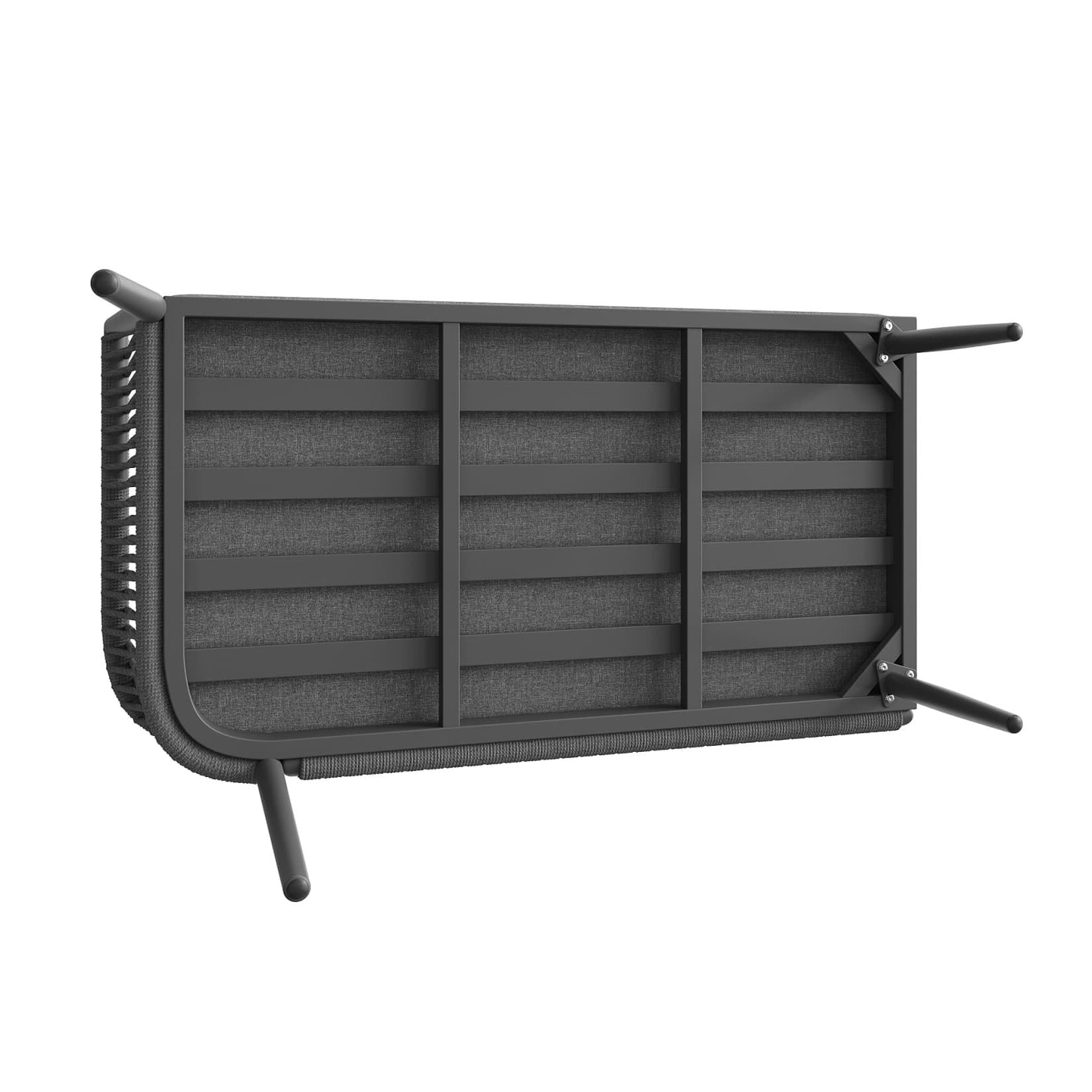 Salon de Jardin Exterieur Tissés 5-6 Personnes,Table Basse Gigogne Ronde avec 2 Petits Canapés 2 Places,2 Fauteuils Relax,Coussins Amovible Lavable,pour Terrasse,Balcon (Gris)