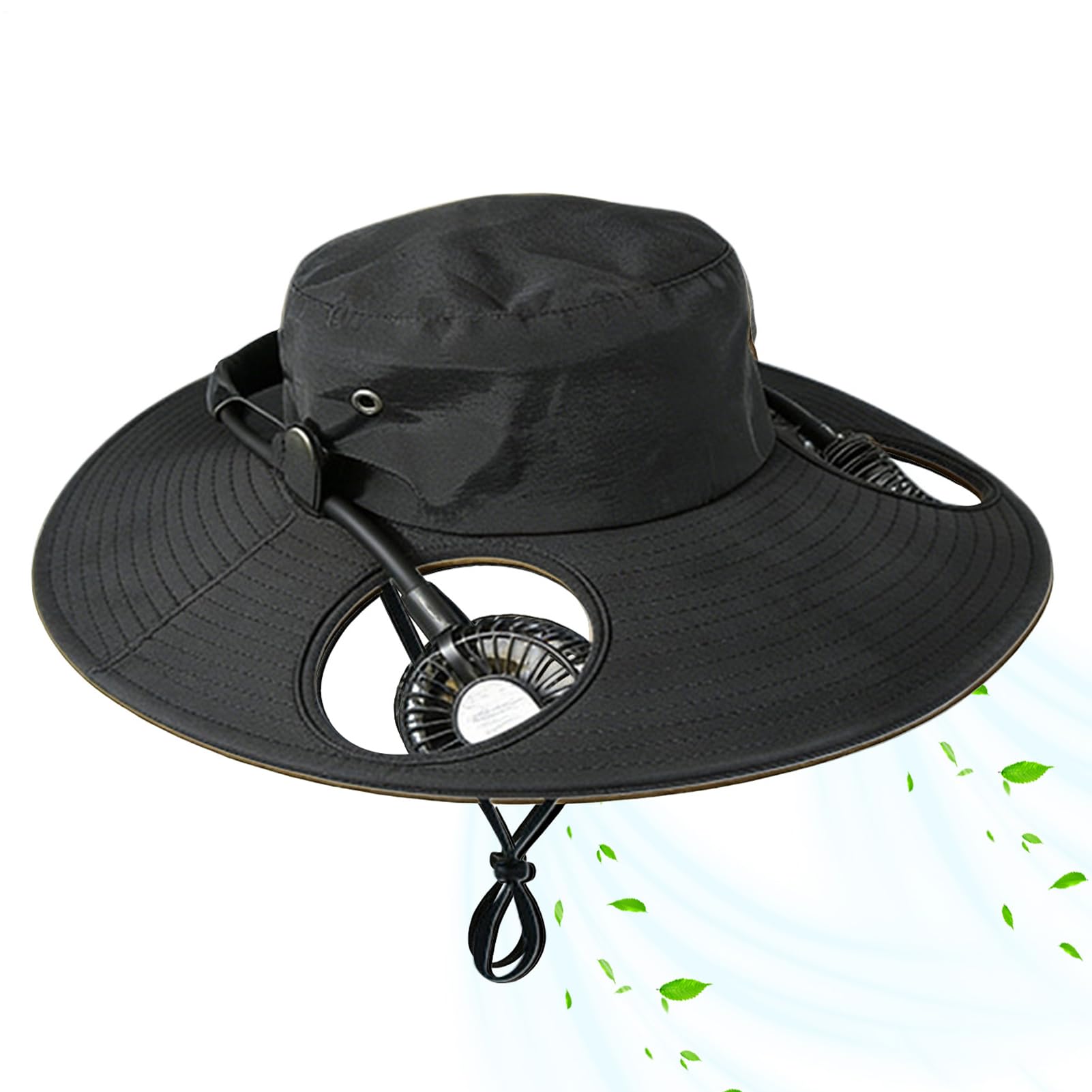 Chapeau bucket | Casquettes ajustables avec ventilateurs - Chapeau avec 2 ventilateurs rafraîchissants pour la nuque - Pour plage, camping, randonnée, running, jardinage, voyage, vacances, festival