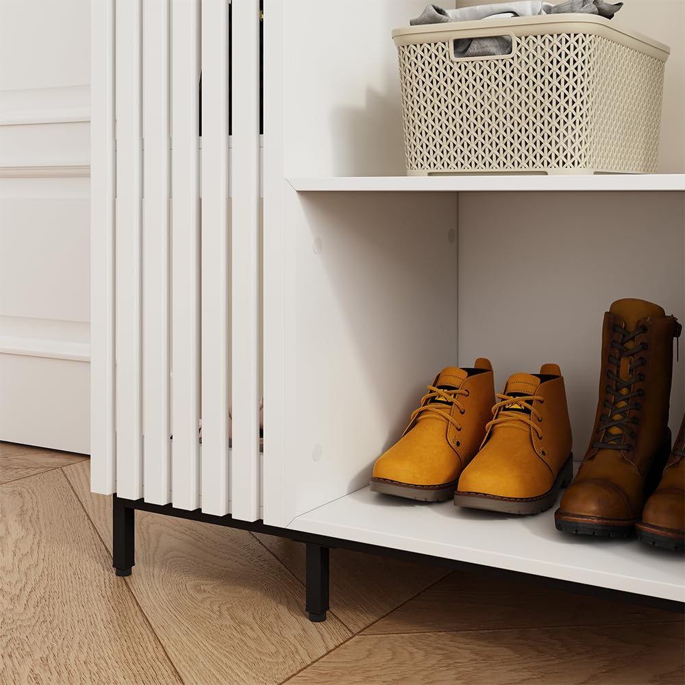 Vicco Garderobe Zinto, Weiß, 80 x 187 cm mit 5 Ablagefächern, zur Wandmontage geeignet für platzsparende Aufbewahrung