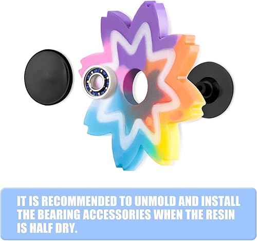 Miniatura 4 de NiArt Fidget Finger Spinner DIY - Kit de moldes de silicona de resina epoxi de fundición de 9 moldes con 10 rodamientos, alivio del estrés, juguete