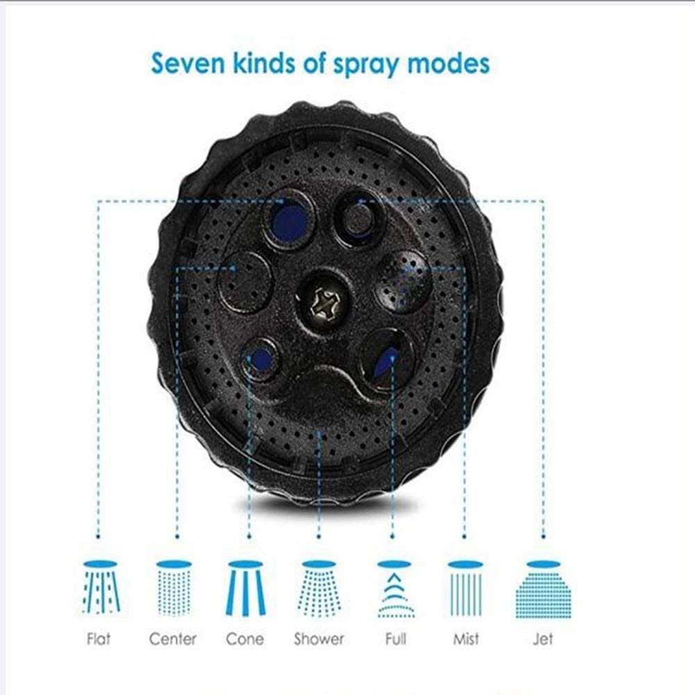 Tuyau d'arrosage extensible 3 x tube télescopique, tube en latex intégré, raccords en cuivre, pistolet à eau à 7 fonctions (50 pi - 100 pieds) bleu/noir, noir (couleur : bleu, taille : 15 m)