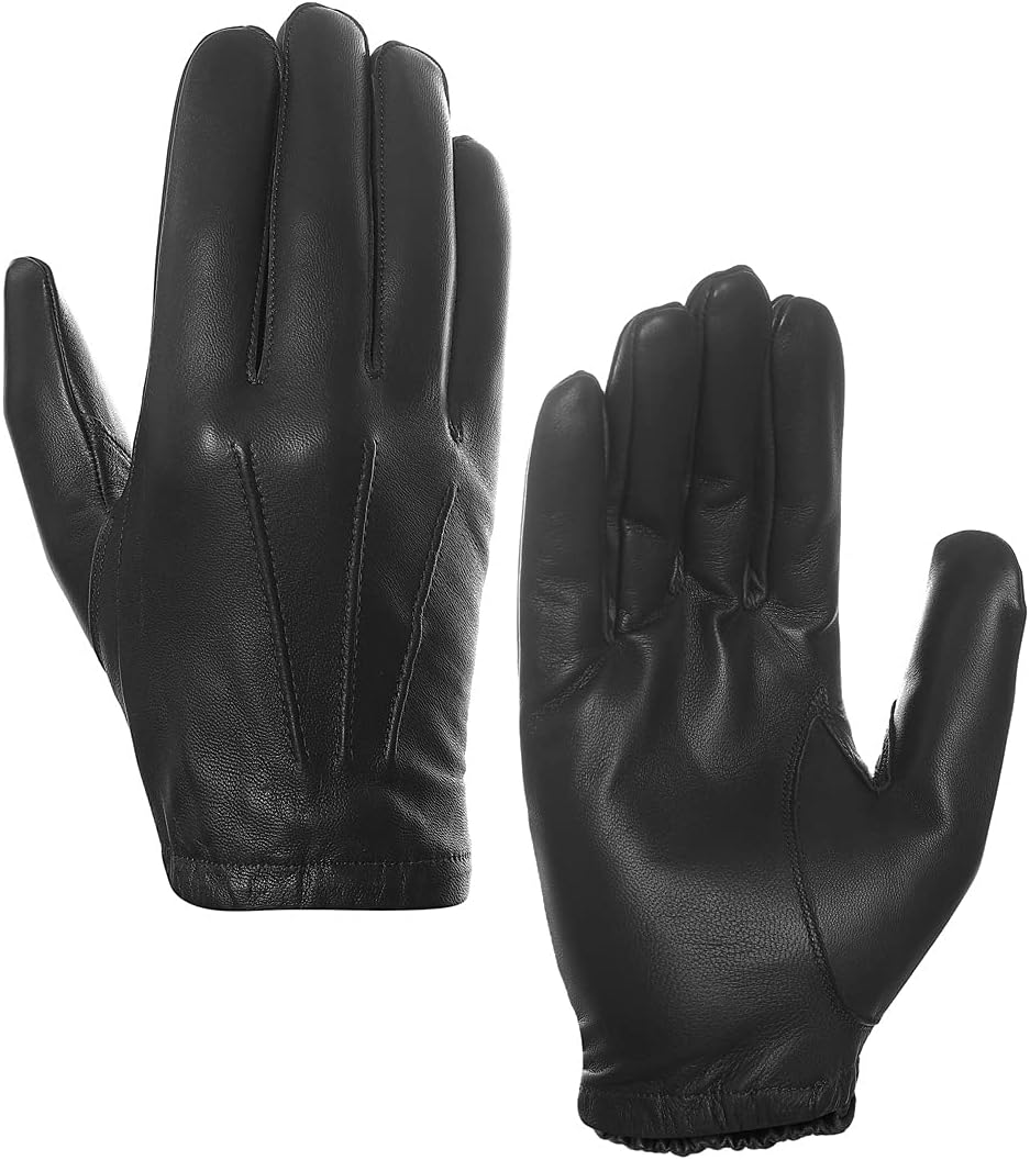Harssidanzar Mens Thin Unlined leather police duty gloves GM031 - Image 4