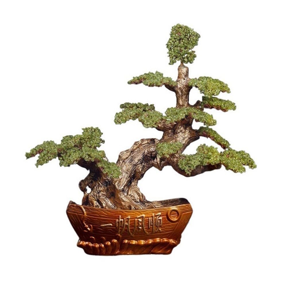 Fortune Crystal Trees Crystal Tree Fortune Ornaments, Lucky Money Decorative Crafts, Home Living Room Wealth Artwork(Green)