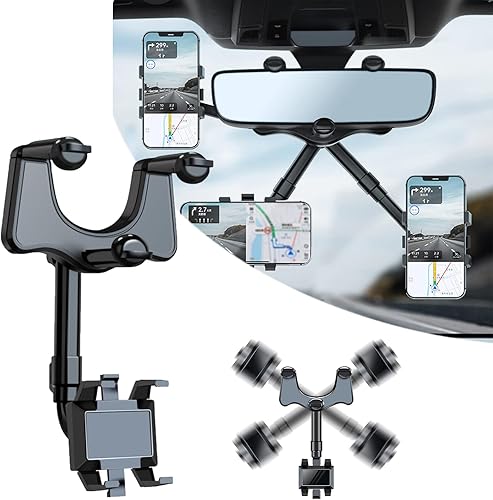 Likmind Tippiesion - Soporte giratorio y retráctil para teléfono de coche, soporte giratorio y retráctil para teléfono de automóvil, soporte