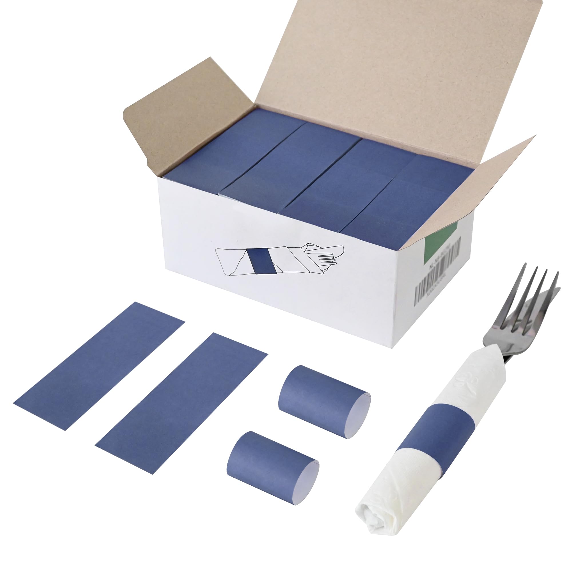 NATURALABEL Self-Adhesive Napkin Bands, Pack of 2,000, Navy Blue