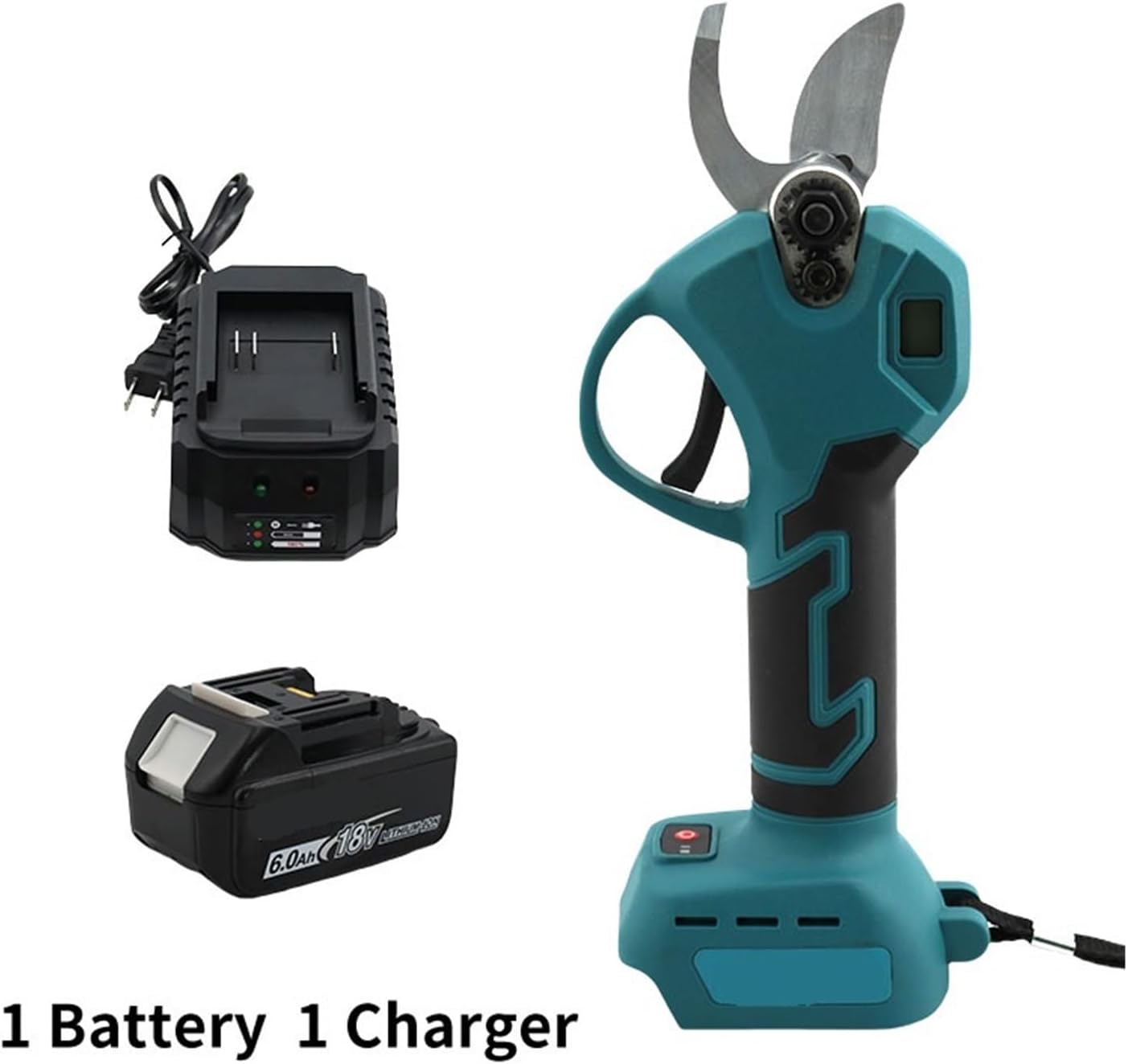 18V LED Display Electric Pruning Scissors for 18V Battery Pruning Cutter Professional Fruit Tree Pott with Battery(1 Battery 1 Charger)