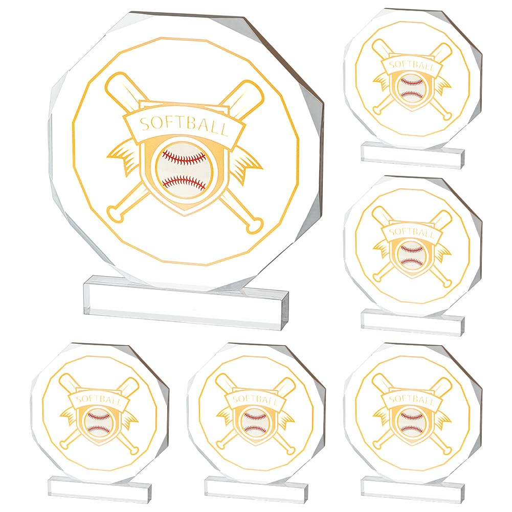 OLYCRAFT 6 trofeos deportivos acrílicos medallas de premio 11,9 x 13,4 cm béisbol acrílico trofeo campeonato trofeo deportivo competición placa placa premio de equipo para competiciones deportivas