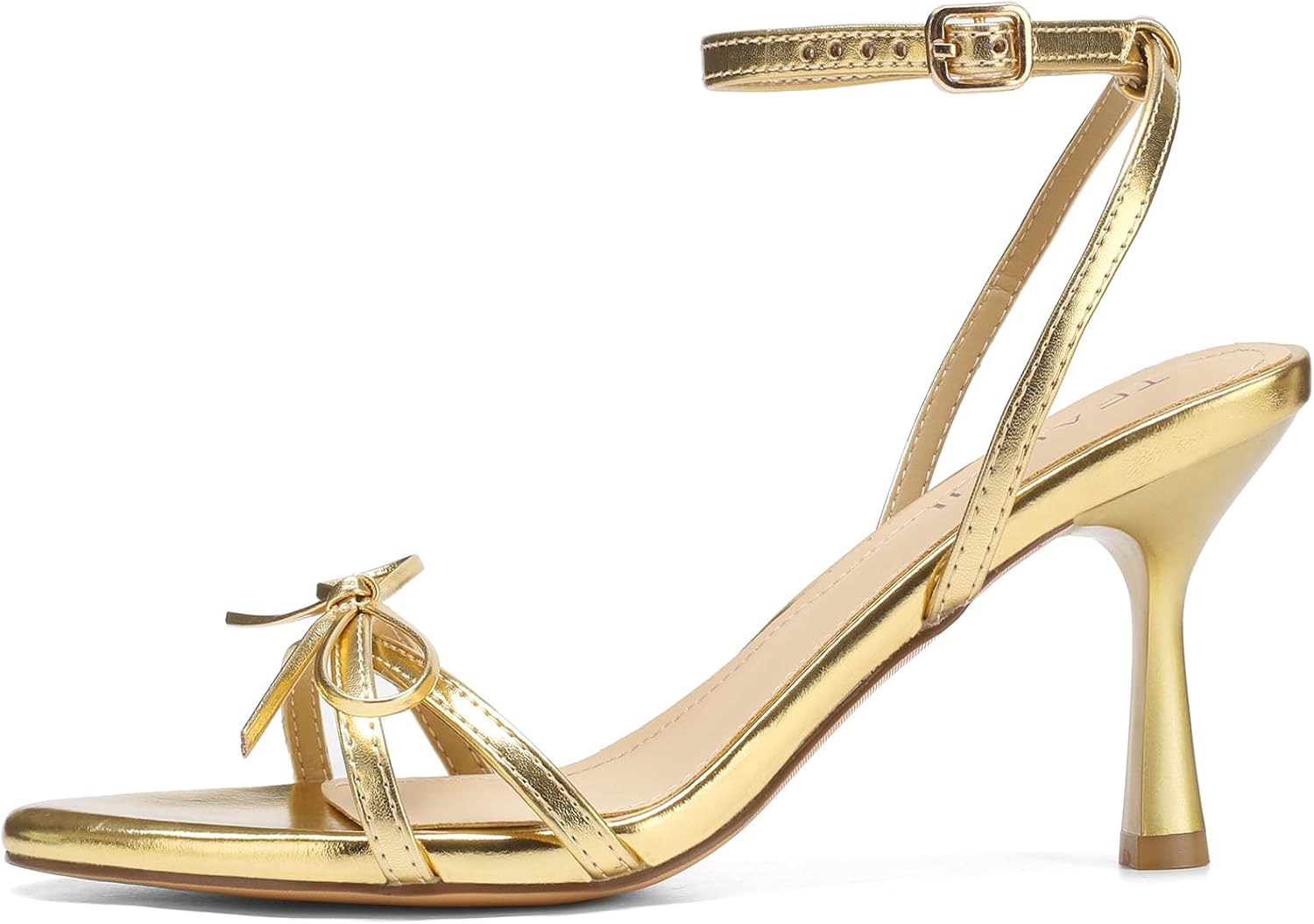 Women's Sandals Bow Kitten Heels Strappy Ankle Strap Sandals for Women Round Open Toe Comfort Dress Party Shoes - Image 4