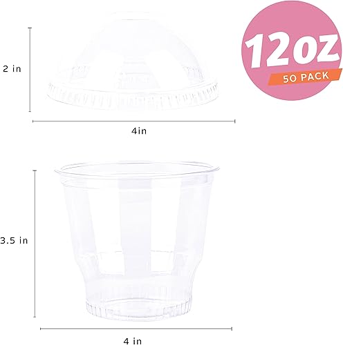 Miniatura 2 de Galashield 50 juegos de 12 onzas Vasos de parfait con tapas, vasos de yogur, vasos transparentes con tapas, vasos desechables con tapas de cúpula